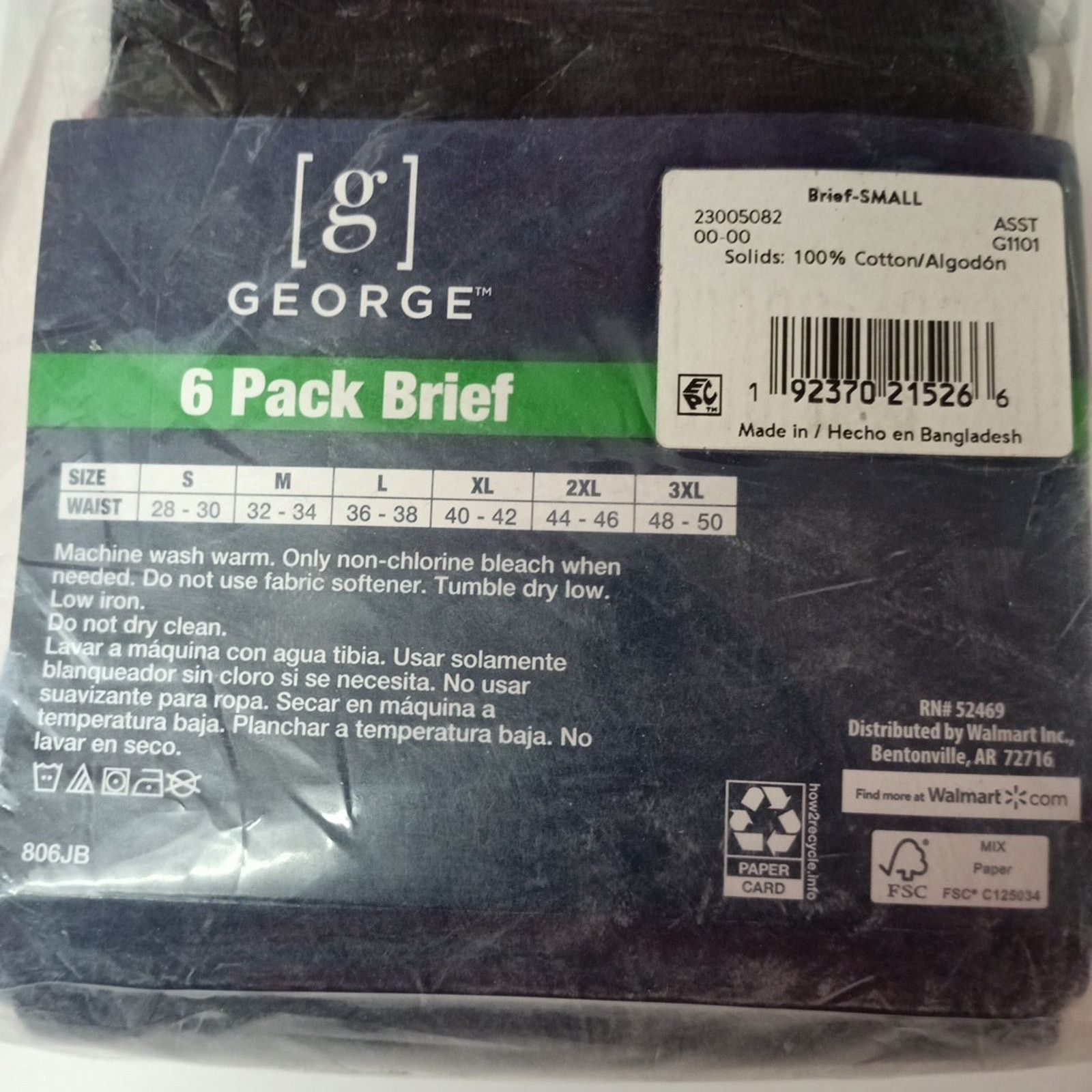 George George Men's 6 Pack Briefs Assorted Size S (28-30) Cotton Size 28 - 4 Thumbnail