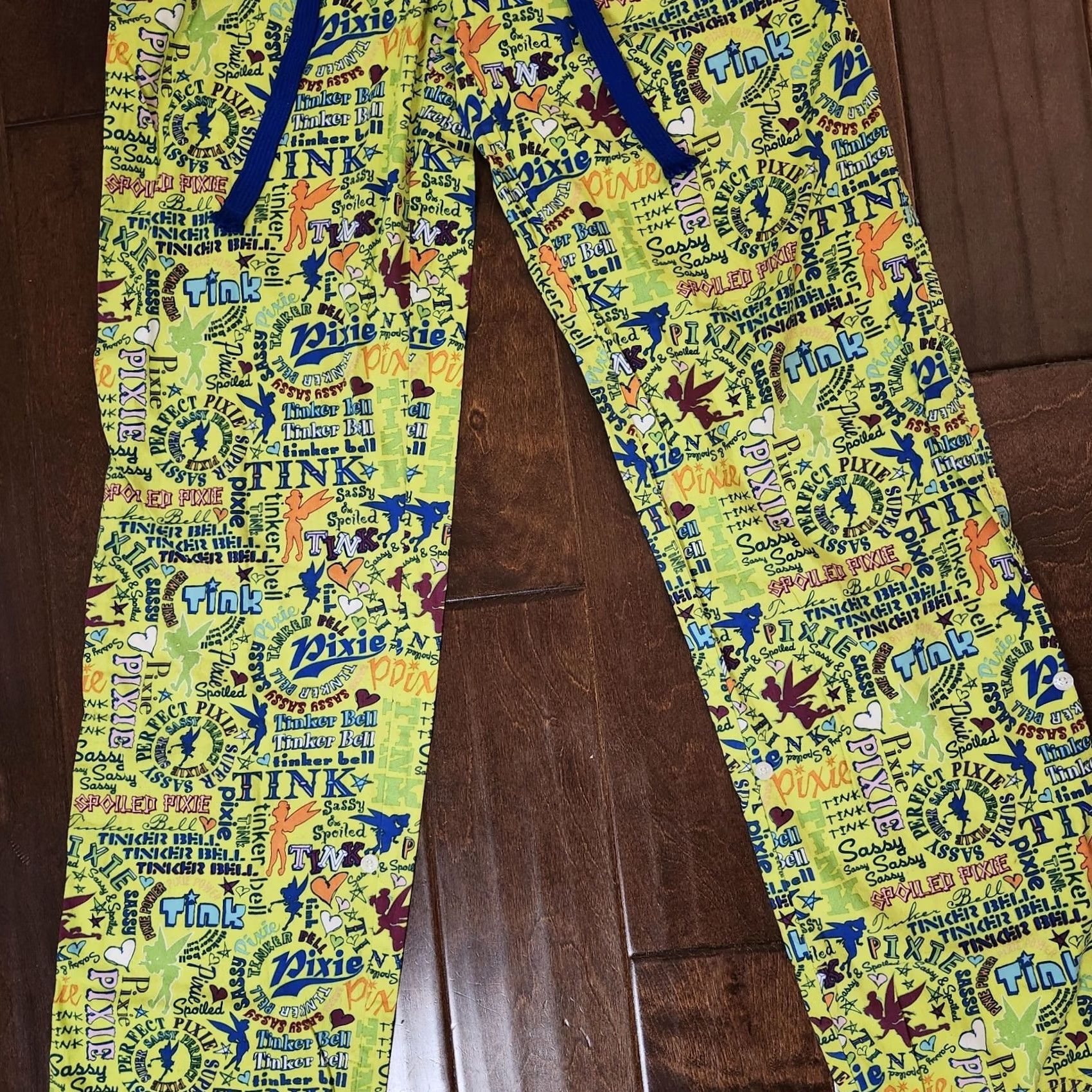 Disney VINTAGE? No — Disney World Disneyland Resort Women's XS Tinkerbell Cotton Pajama Pants Size 26" / US 2 / IT 38 - 4 Thumbnail