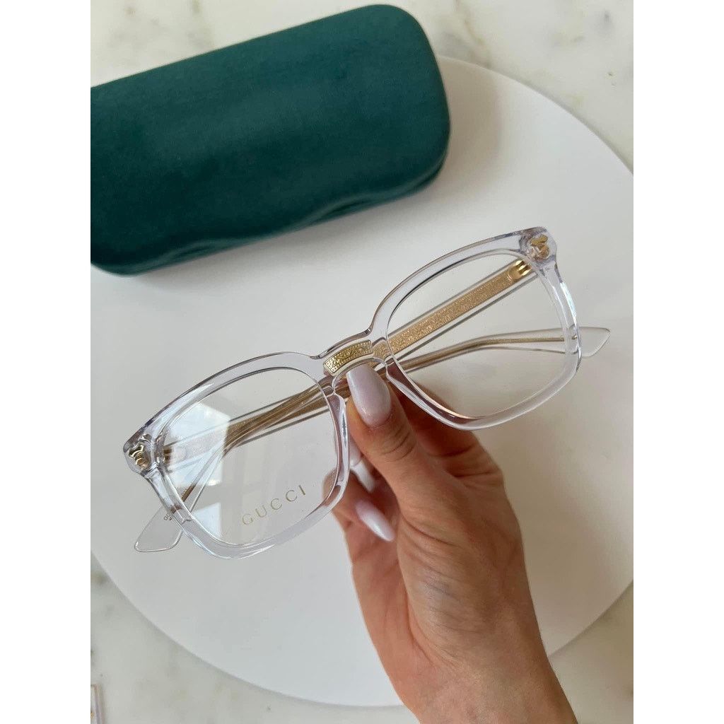 NEW GUCCI GG0184O Clear Gold Unisex Eyeglasses Frames
