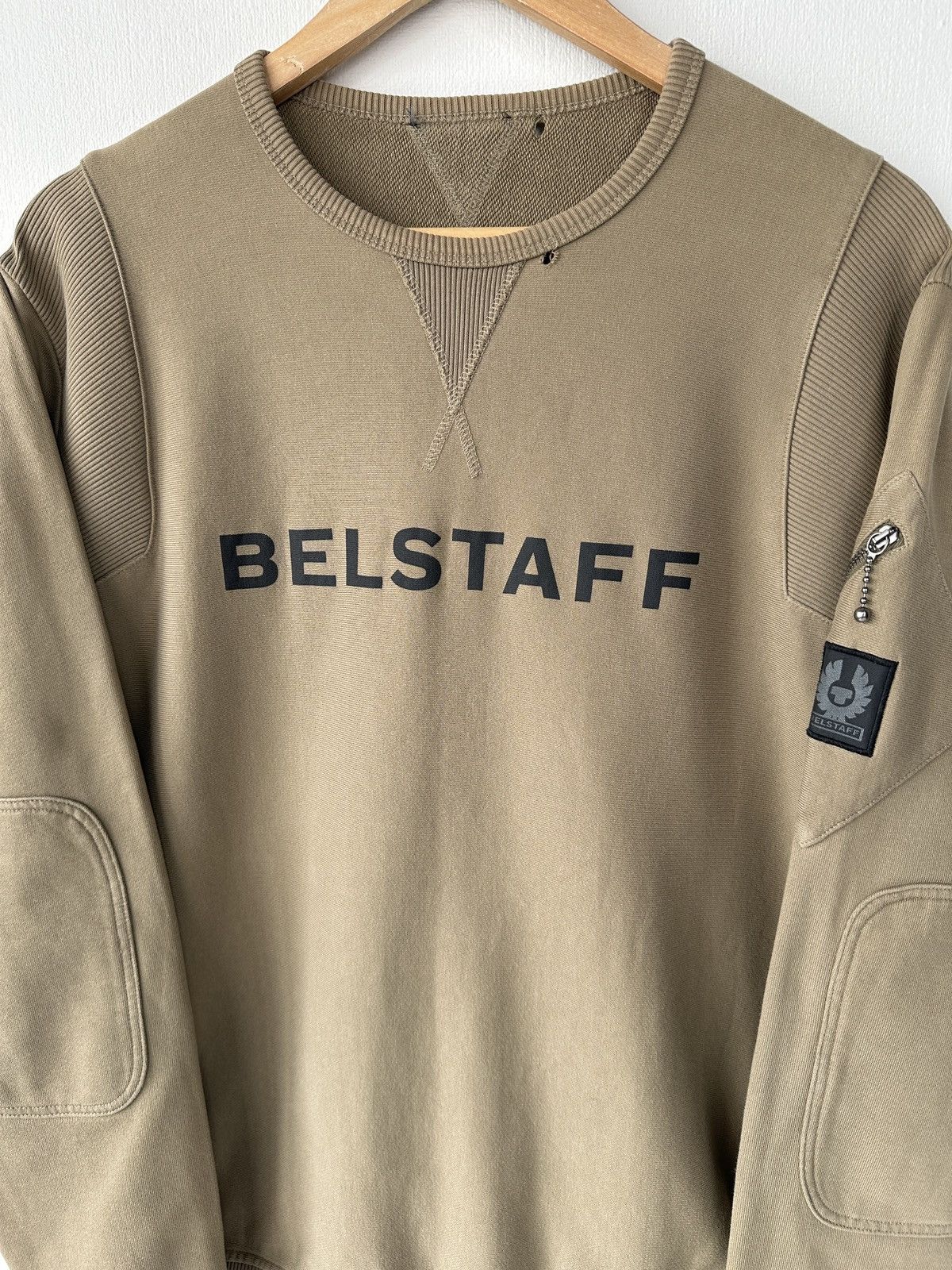 Belstaff BELSTAFF Signature Crewneck Beige Sweatshirt Big Logo Men’s Size US L / EU 52-54 / 3 - 3 Thumbnail