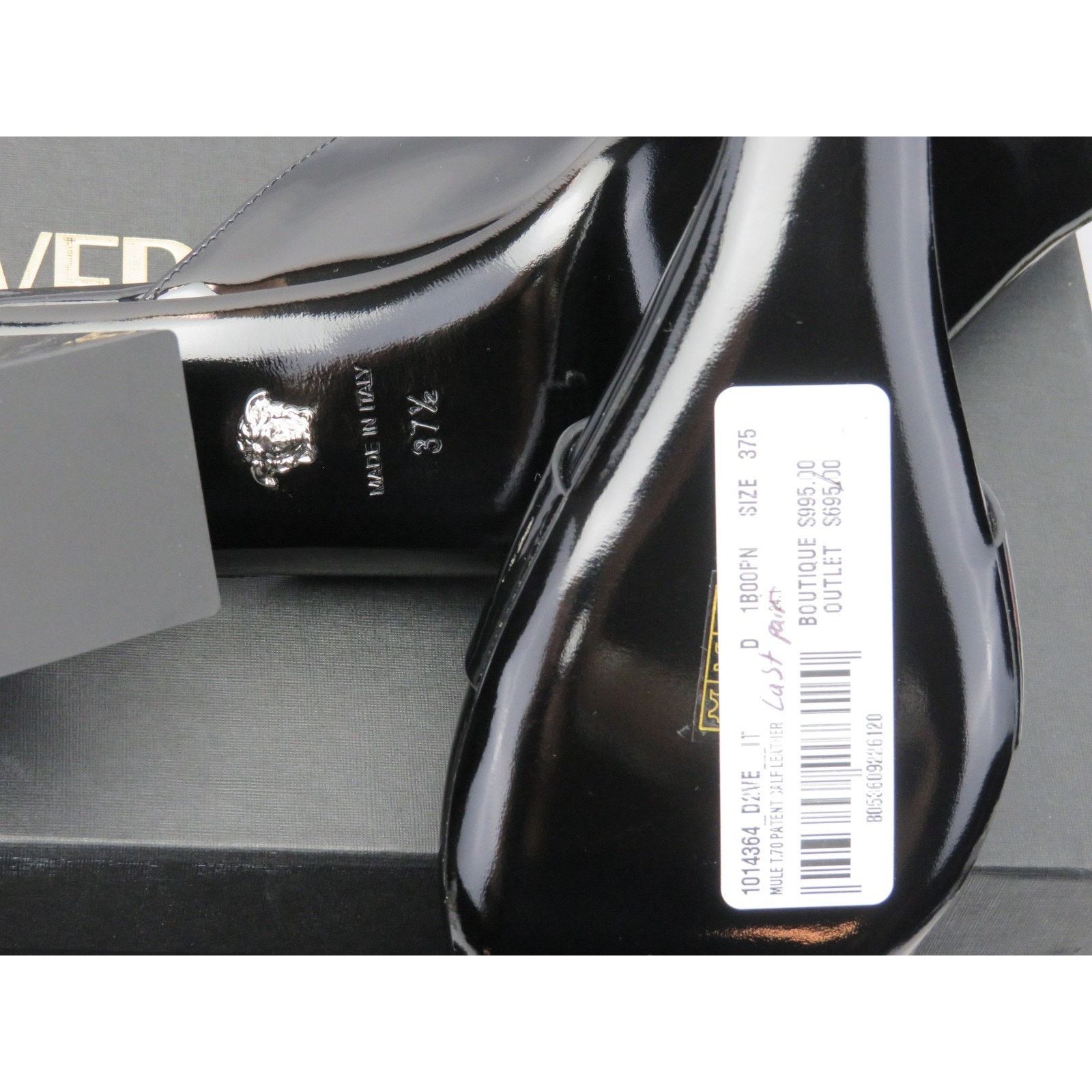 Versace VERSACE BLACK PATENT LEATHER COIN MEDUSA SANDALS PUMPS 37.5 Size US 7.5 / IT 37.5 - 10 Thumbnail