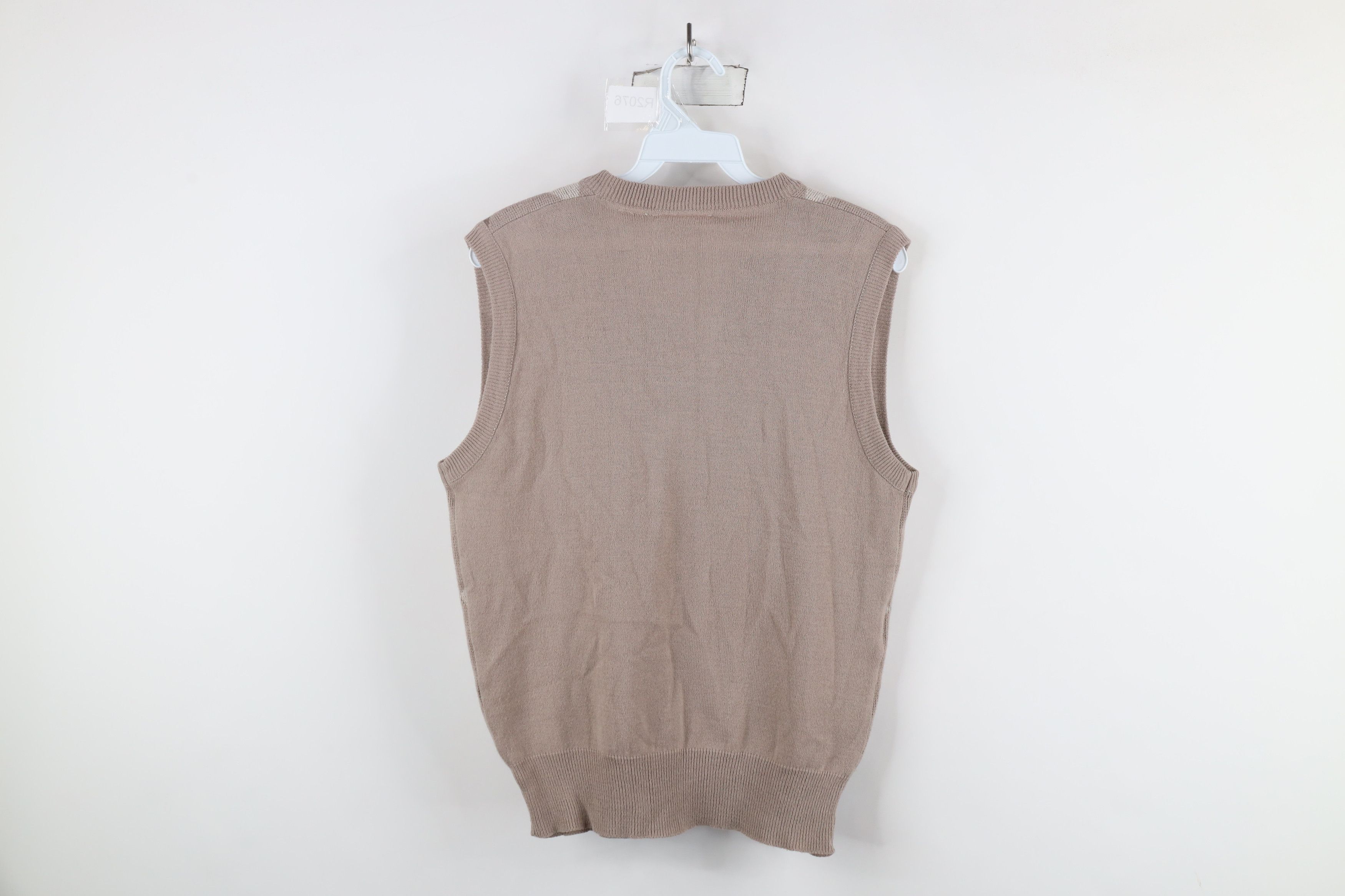 Vintage Vintage 90s Streetwear Argyle Ribbed Knit Sweater Vest Beige Size US S / EU 44-46 / 1 - 5 Thumbnail