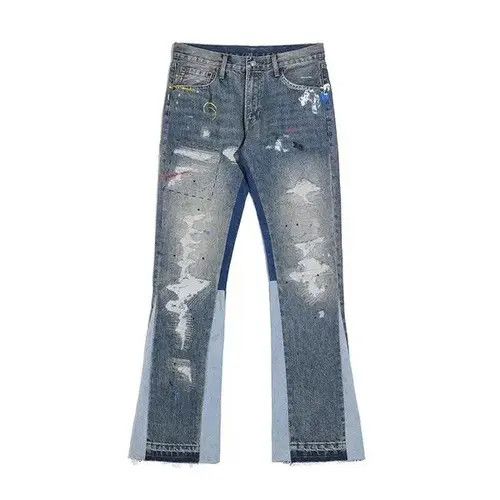 VIBE High Street Retro Ink Splash Patchwork Ripped Jeans Size US 32 / EU 48 - 3 Thumbnail