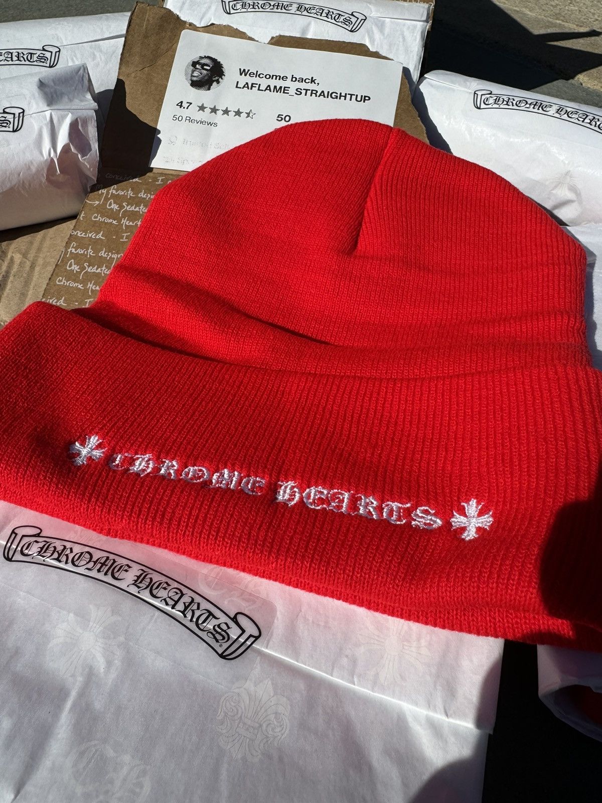 Chrome Hearts Chrome Hearts Red CH Beanie 🔴 Red BN 🔴 Size ONE SIZE - 25 Thumbnail