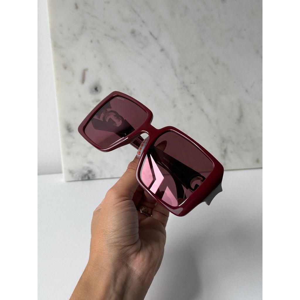 Gucci NEW Gucci GG1692S Burgundy Square Mirror Lens Sunglasses Size ONE SIZE - 7 Thumbnail