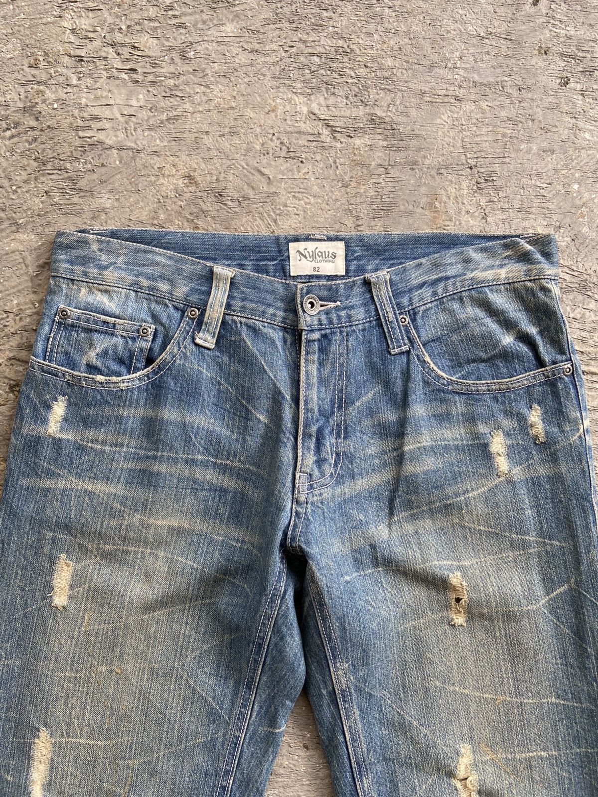 Hysteric Glamour 2000s Nylaus - Destressed Denim Flared Pants Size US 31 - 3 Thumbnail