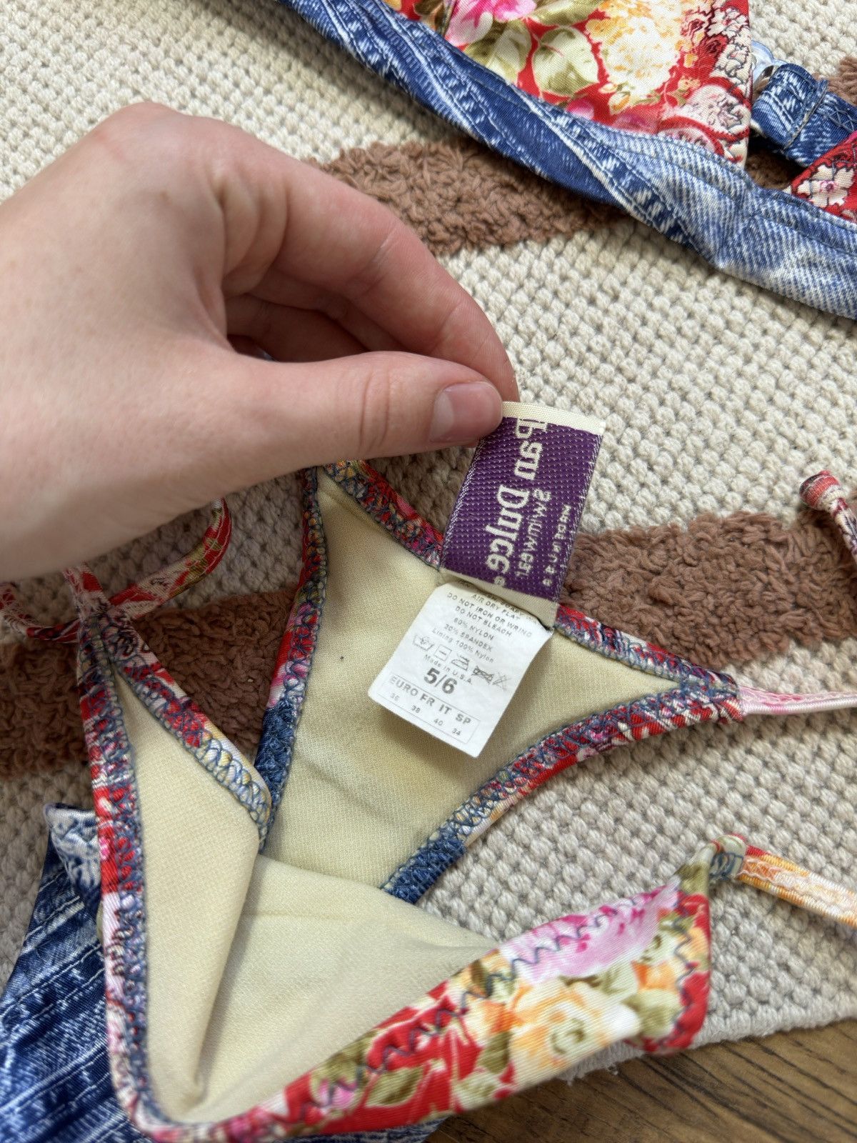 Vintage VINTAGE PAL DULCE DENIM STYLE FLOWERS 2 UNDERPANTS SWIMSUIT Size ONE SIZE - 4 Thumbnail