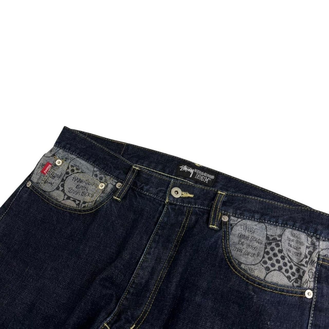 Stussy Vintage 2000s Stussy Rough Rugged Denim Comic Jeans Waist 35 Size US 35 - 5 Thumbnail