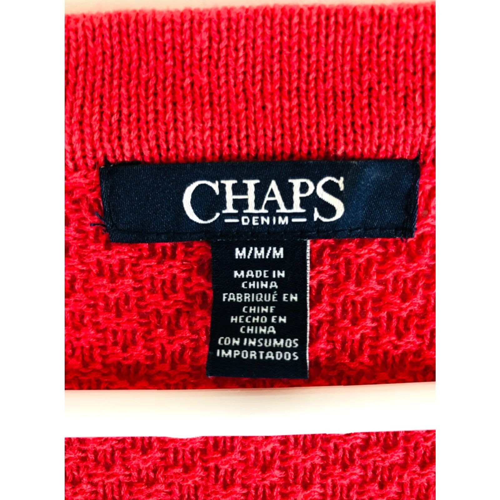 Chaps Chaps Sweater Women’s Size Medium Red Knit Pullover Long Sleeve V-Neck Laced Up Size M / US 6-8 / IT 42-44 - 5 Thumbnail