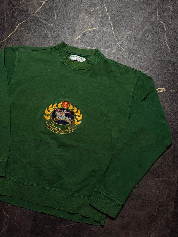 Burberry Green Sweatshirt 90s Retro Vintage