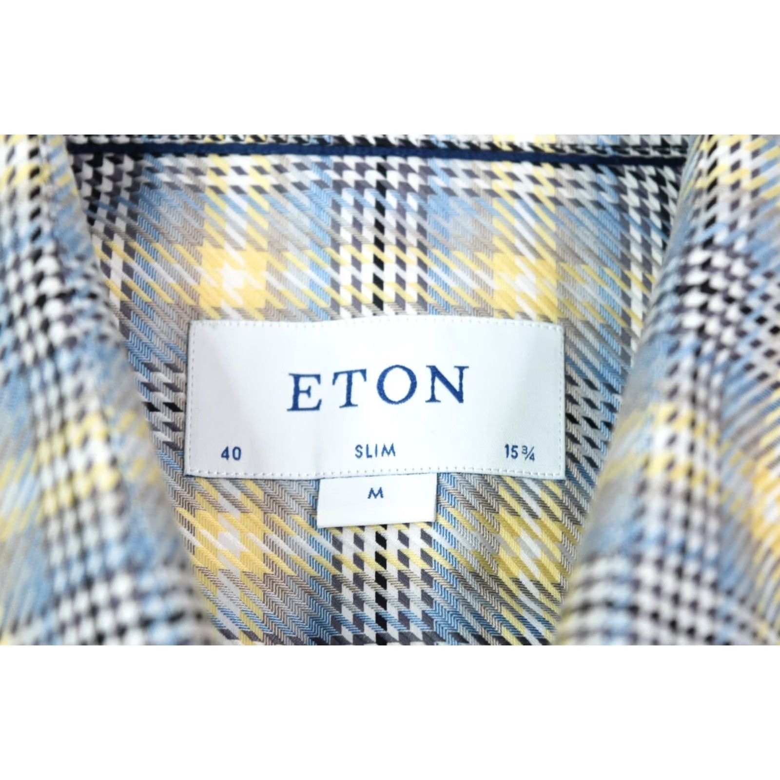 Eton ETON Textured Twill Shirt Yellow Blue Plaid Slim Fit Button-Down Mens 15.75 Size US L / EU 52-54 / 3 - 5 Thumbnail