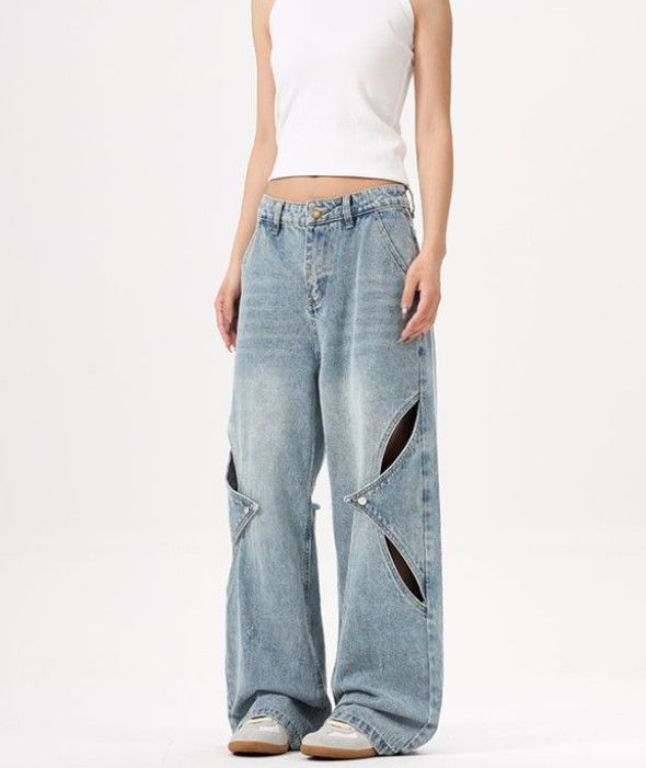 Vintage American-style patchwork baggy ripped jeans for men Size US 32 / EU 48 - 2 Thumbnail
