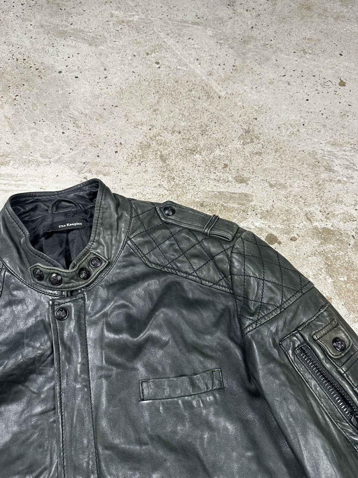 Genuine Leather × The Kooples The Kooples Khaki Biker Lamb Leather Jacket Size US L / EU 52-54 / 3 - 8 Thumbnail