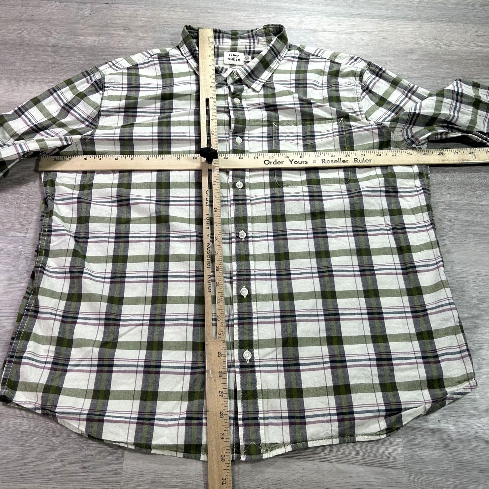 Flint And Tinder Flint and Tinder Shirt Mens 2XL Green Plaid Long Sleeve Button Up Classic Casual Size US XXL / EU 58 / 5 - 5 Thumbnail