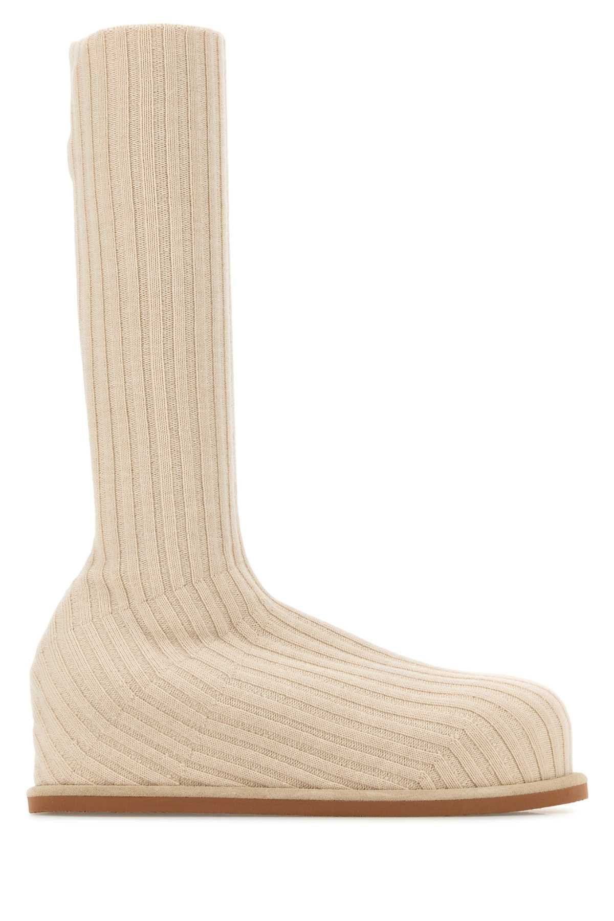 Amina Muaddi Sand Fabric Veneda Boots Size US 8 / IT 38 - 1 Thumbnail