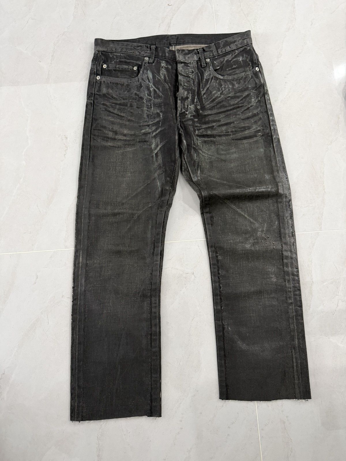 Dior [30] Dior Homme 'Luster' Black Wax Coated Denim Jeans | Grailed