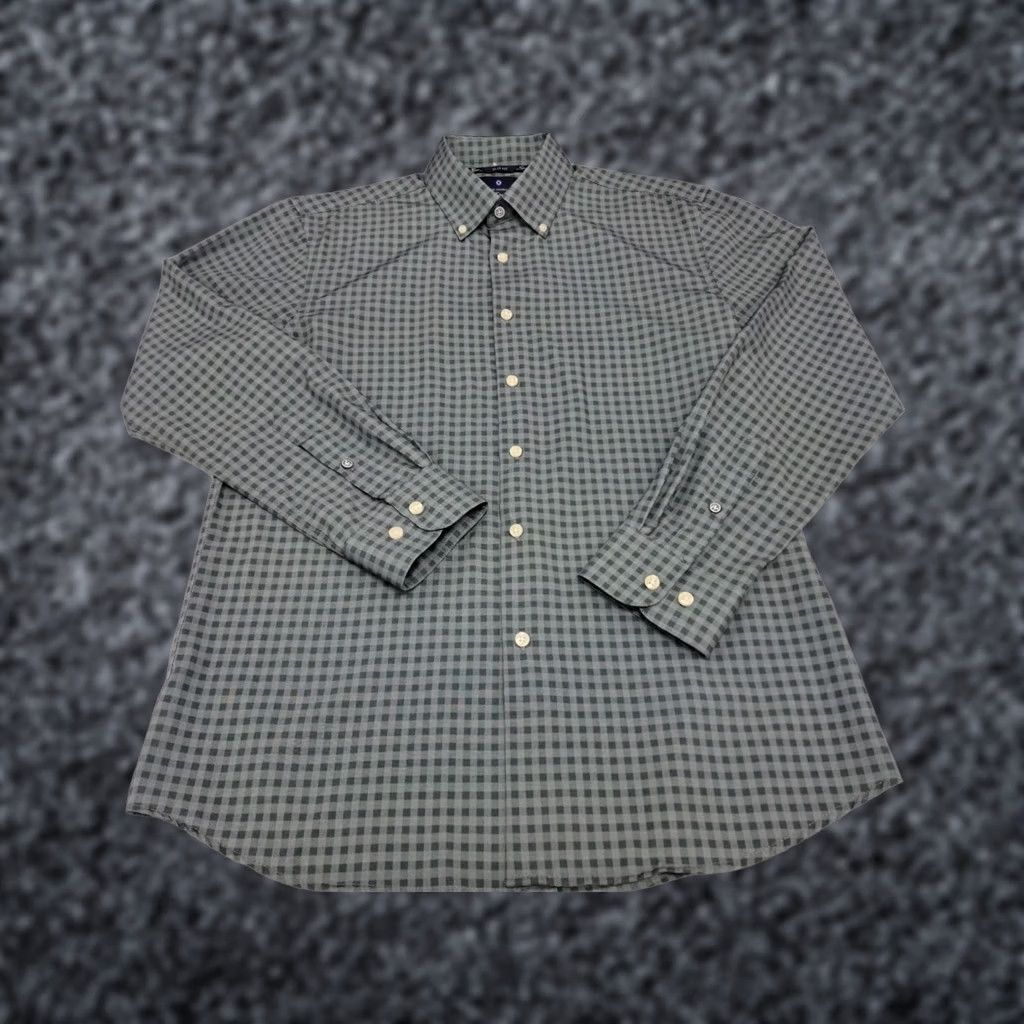 Ben Sherman Ben Sherman Mens Long Sleeve Slim Stretch Green Check Shirt 15/15.5 32-33 #7023 Size US M / EU 48-50 / 2 - 1 Thumbnail