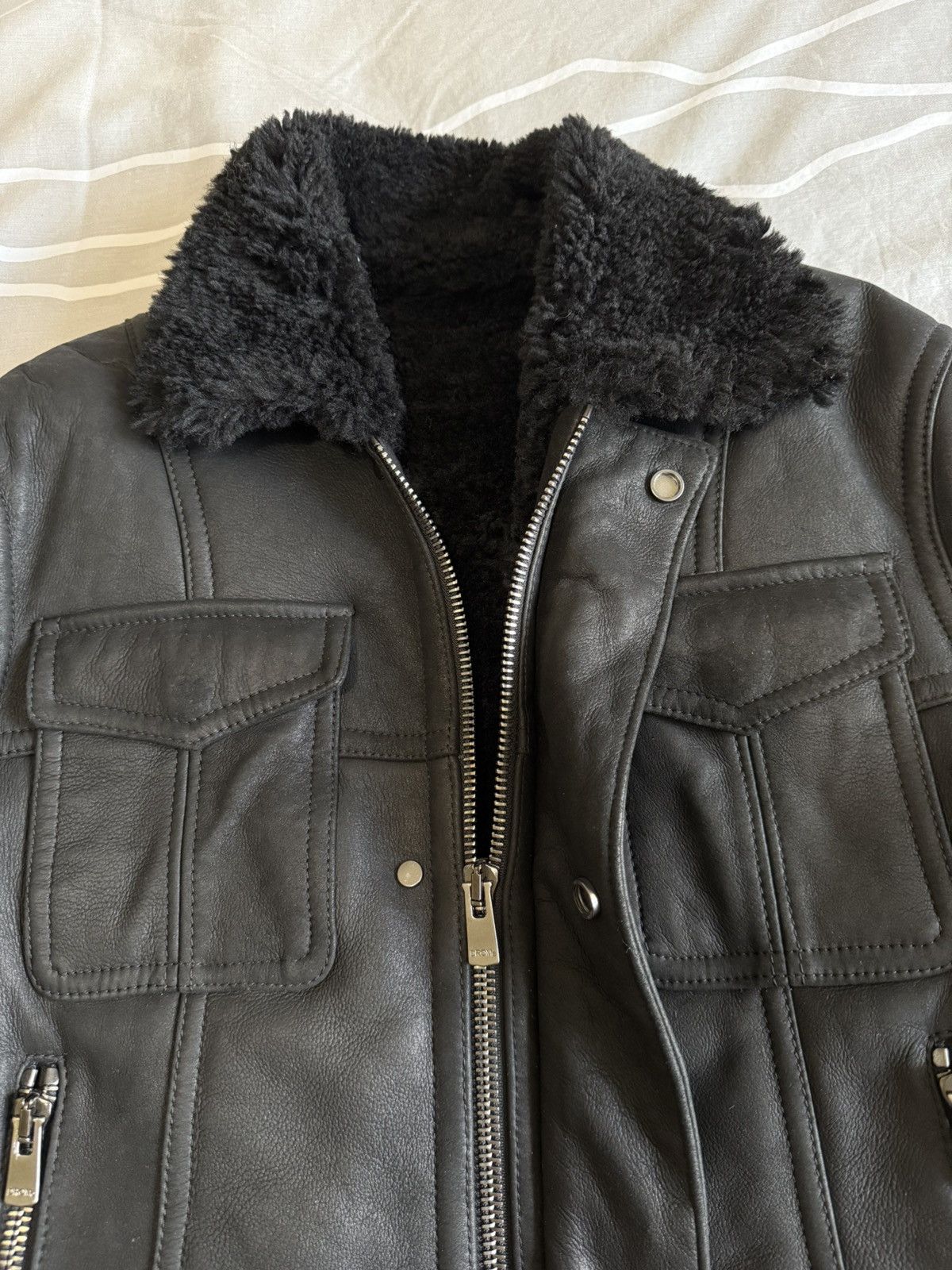 Drome Drome Shearling Leather Bomber Jacket Black Medium Size US M / EU 48-50 / 2 - 5 Thumbnail