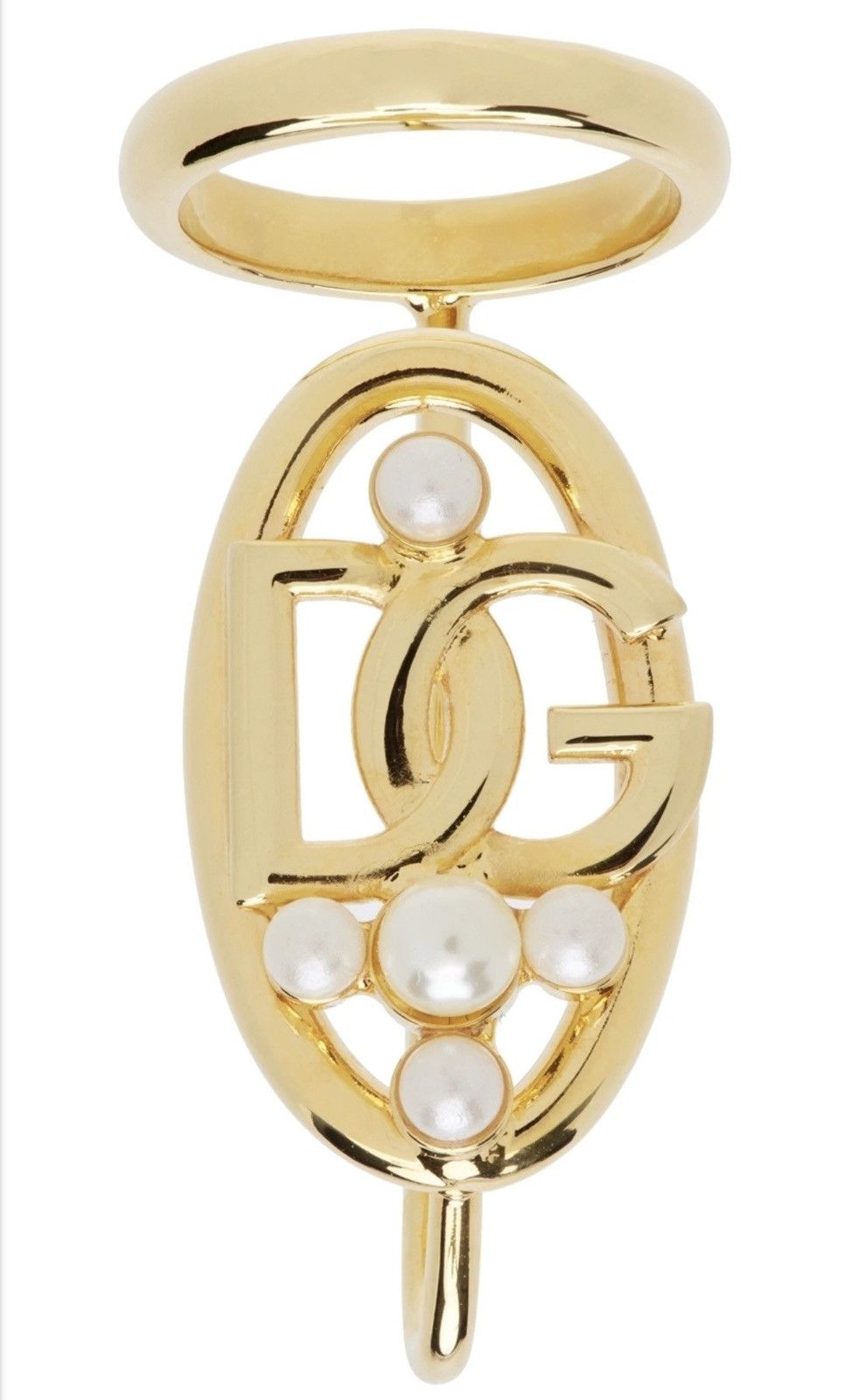 Dolce & Gabbana Authentic Dolce & Gabbana RARE Gold /Pearl DG Fingertip Ring Size ONE SIZE - 1 Thumbnail