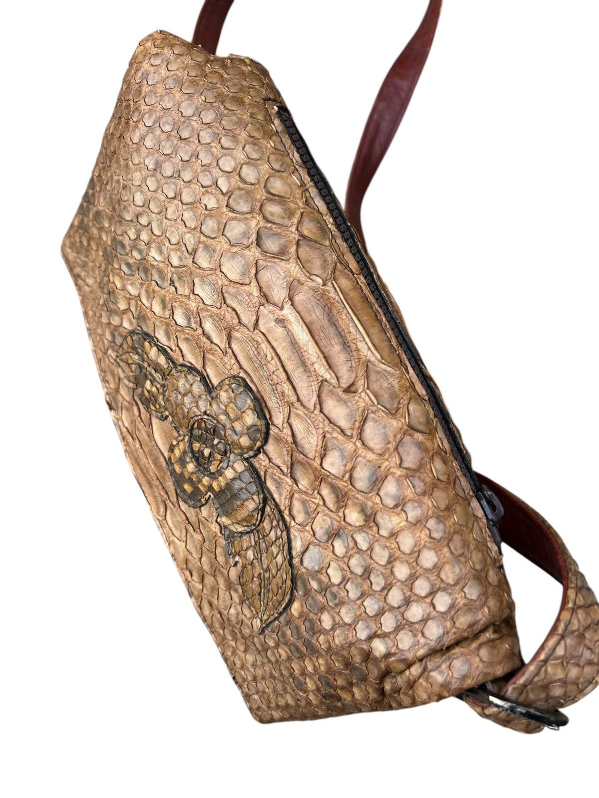 Leather Vintage Unknown Japan Brand Patina Python Skin Leather Bag Size ONE SIZE - 19 Thumbnail