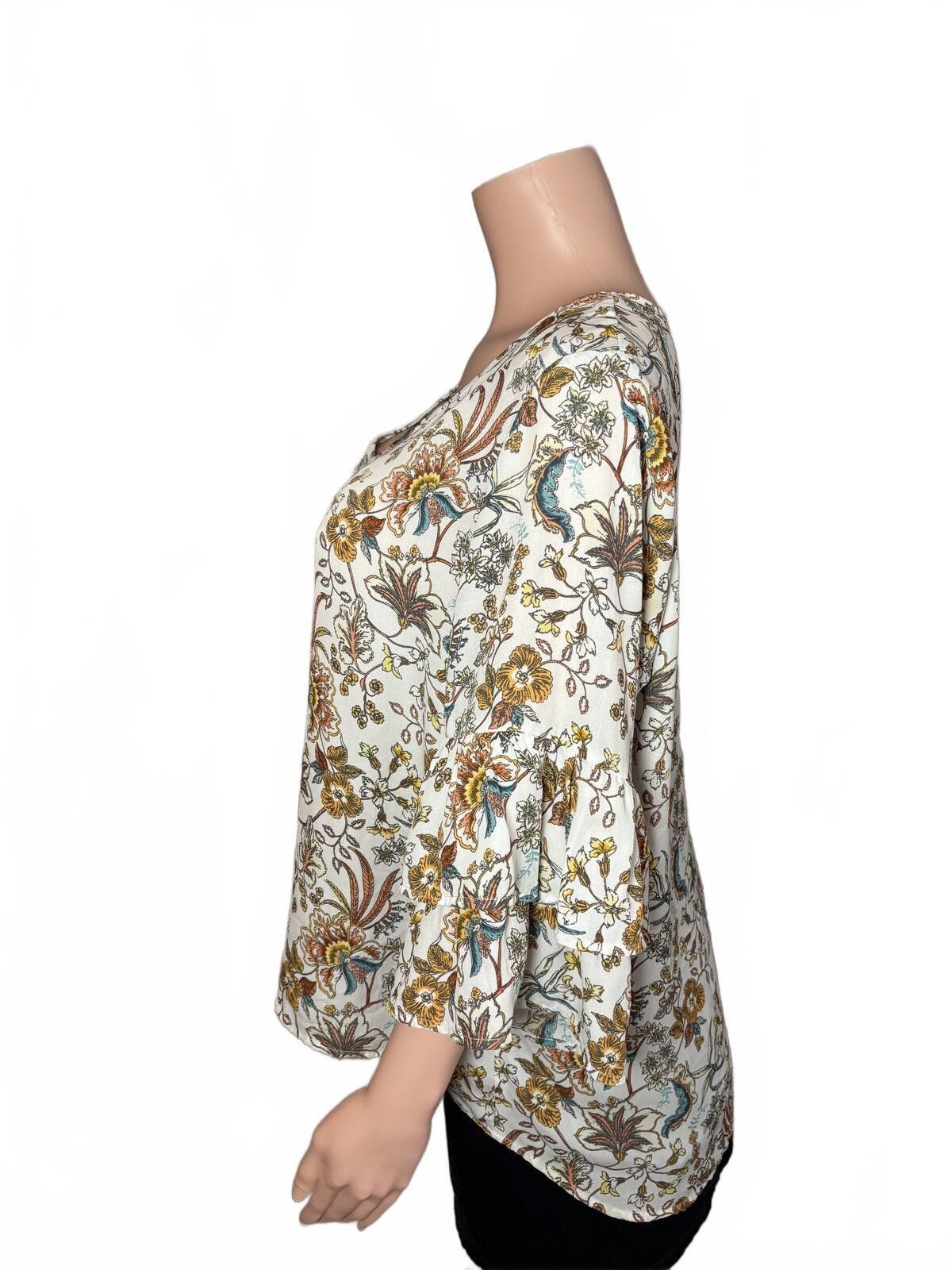 J.Crew Boho Coastal Cottagecore Floral Bell Sleeve Blouse Peasant. Size XL / US 12-14 / IT 48-50 - 7 Thumbnail