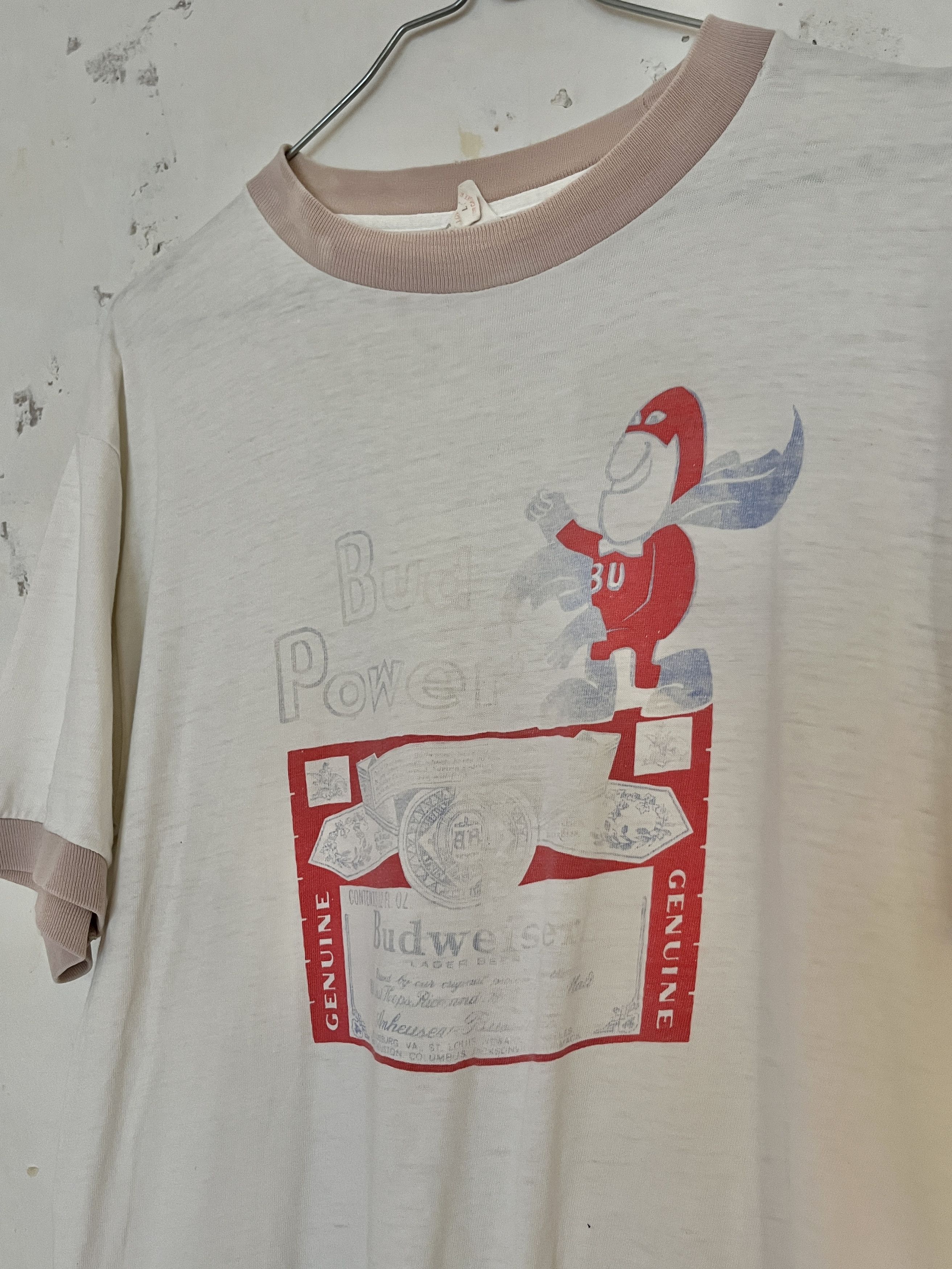 Budweiser × Vintage 70s Vintage Sunfaded Single Stitch T-Shirt Size US S / EU 44-46 / 1 - 3 Thumbnail