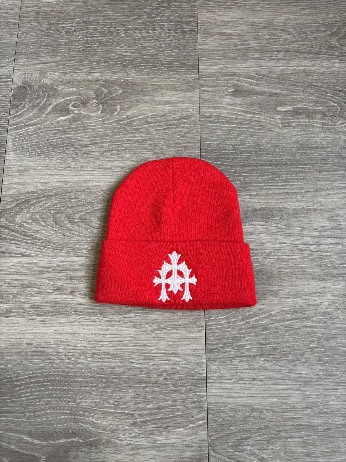 Chrome Hearts Chrome Hearts Red Triple Cross Cemetery Beanie Size ONE SIZE - 2 Thumbnail