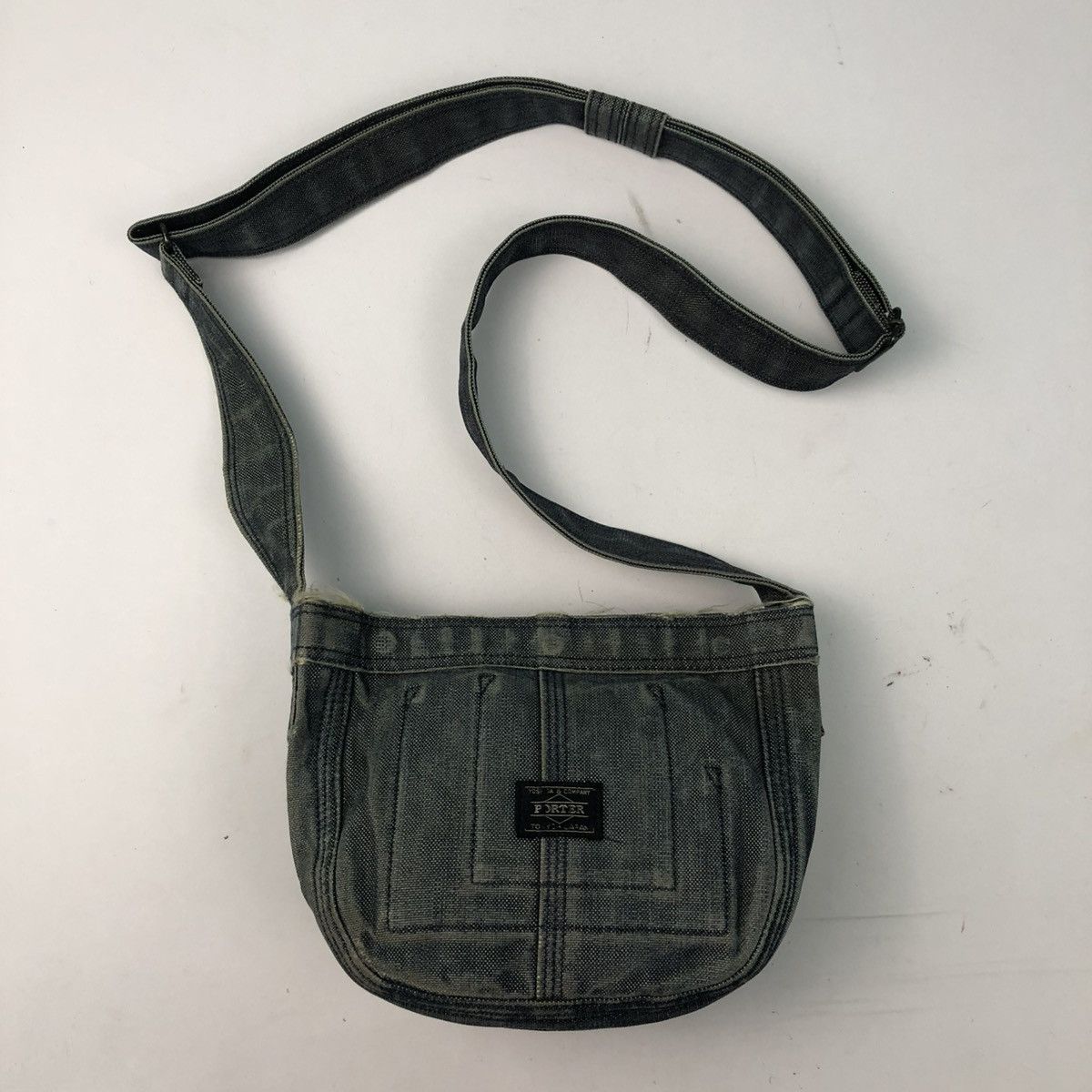 Porter Distressed Denim Crossbody Sling Bag in Blue, Men's