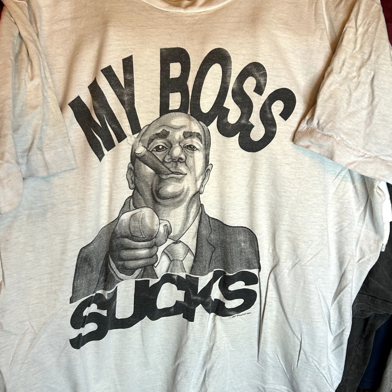 Fruit Of The Loom Vintage 90s "My Boss Sucks" T-Shirt XL Size US XL / EU 56 / 4 - 3 Thumbnail