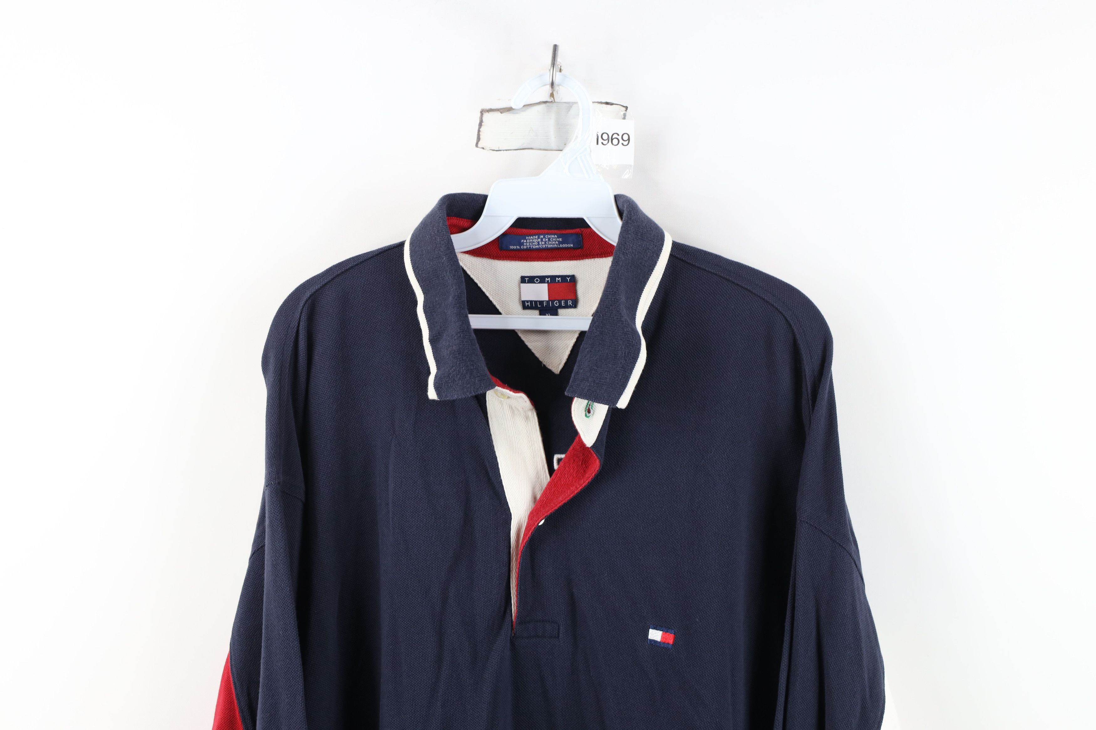 Tommy Hilfiger Vintage 90s Tommy Hilfiger Big Logo Long Sleeve Rugby Polo Size US L / EU 52-54 / 3 - 3 Thumbnail