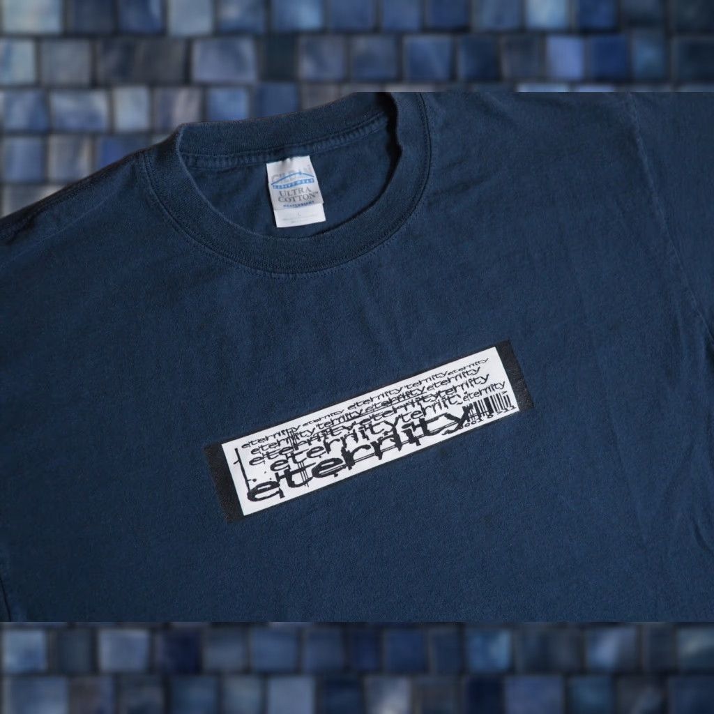 Gildan VTG 90s Y2k Gildan Eternity Box Logo Punk Faded Navy Blue Tee T-Shirt Mens L Size US L / EU 52-54 / 3 - 1 Thumbnail