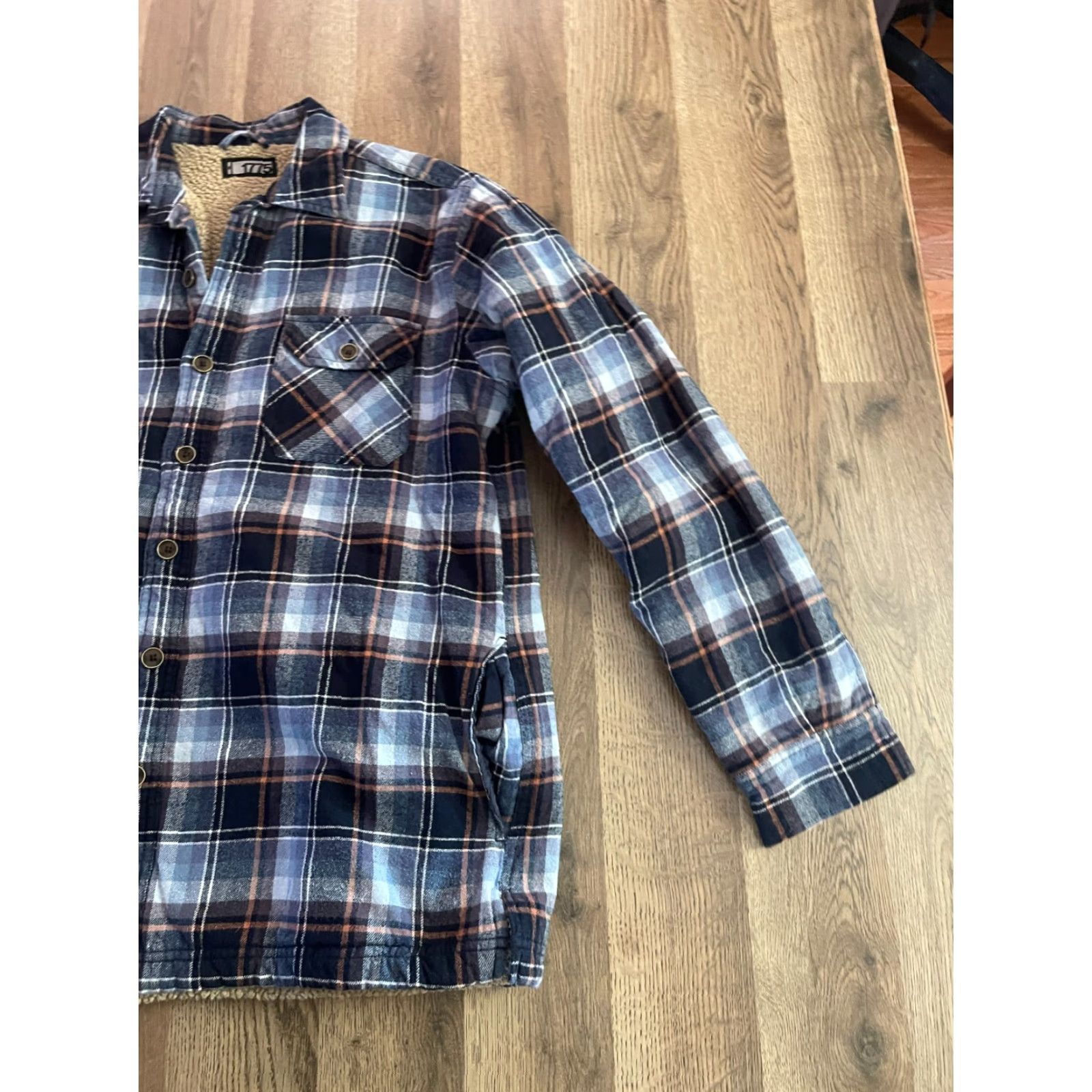 Vintage 1775 Jacket Men's Medium Blue Orange White Plaid Fleece Bomber Jacket Button Up Casual Size US M / EU 48-50 / 2 - 4 Thumbnail