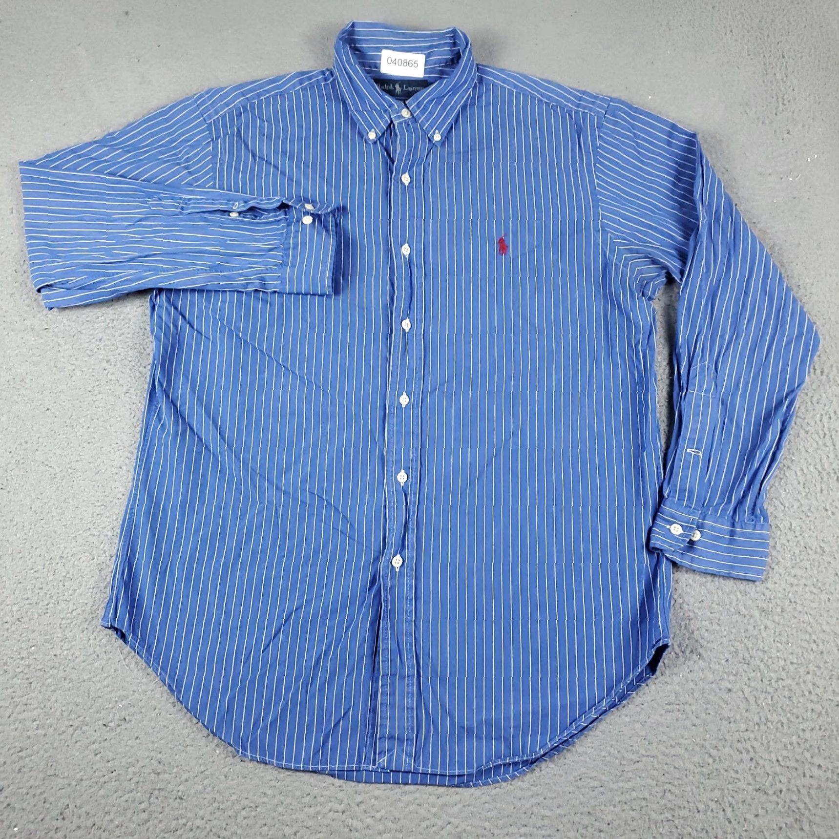 Ralph Lauren Ralph Lauren Dress Shirt Mens 16 Blue Striped Long Sleeve Button Up Regular Fit Size 42R - 3 Thumbnail