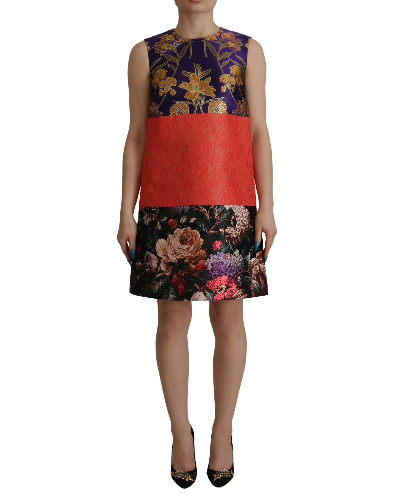 image of Dolce Gabbana Shimmering Floral Jacquard Dress, Women's (Size XS)