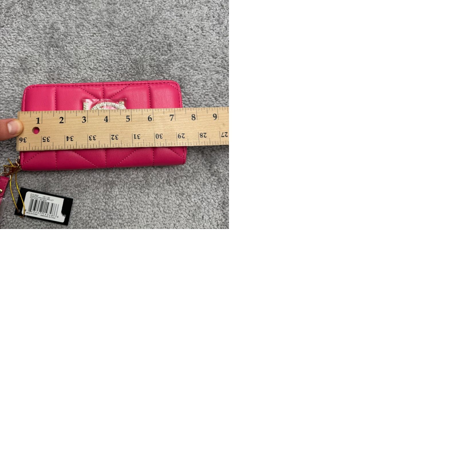 Bebe VINTAGEBeBe Zaza Zip Around Wallet Hot Pink Quilted Rhinestone Logo Wristlet Clutch NWT Size ONE SIZE - 9 Thumbnail