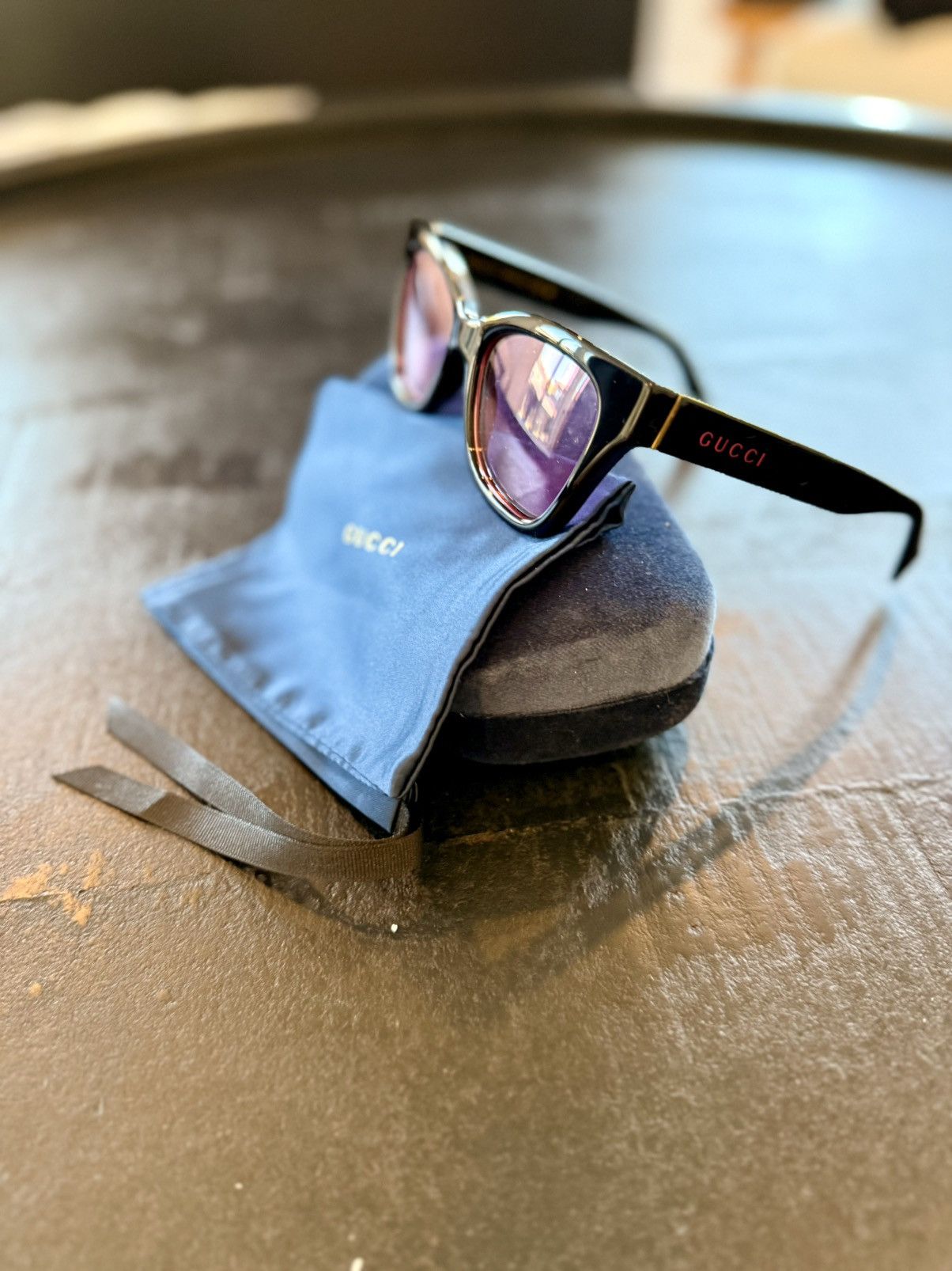 Gucci New Gucci GG1133S 003 Black Frame with Pink Lenses & Logo Size ONE SIZE - 15 Thumbnail