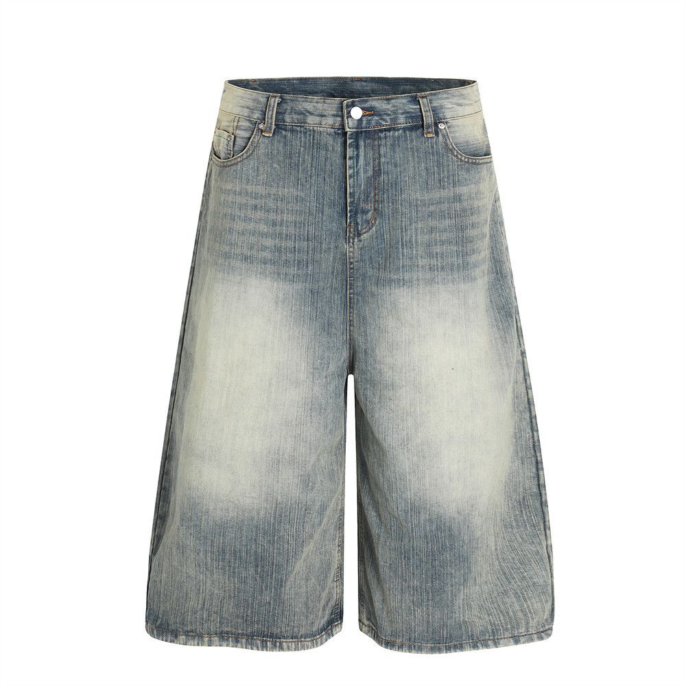 Japanese Brand × Jean Men's street casual distressed straight washed denim shorts Size US 32 / EU 48 - 1 Thumbnail