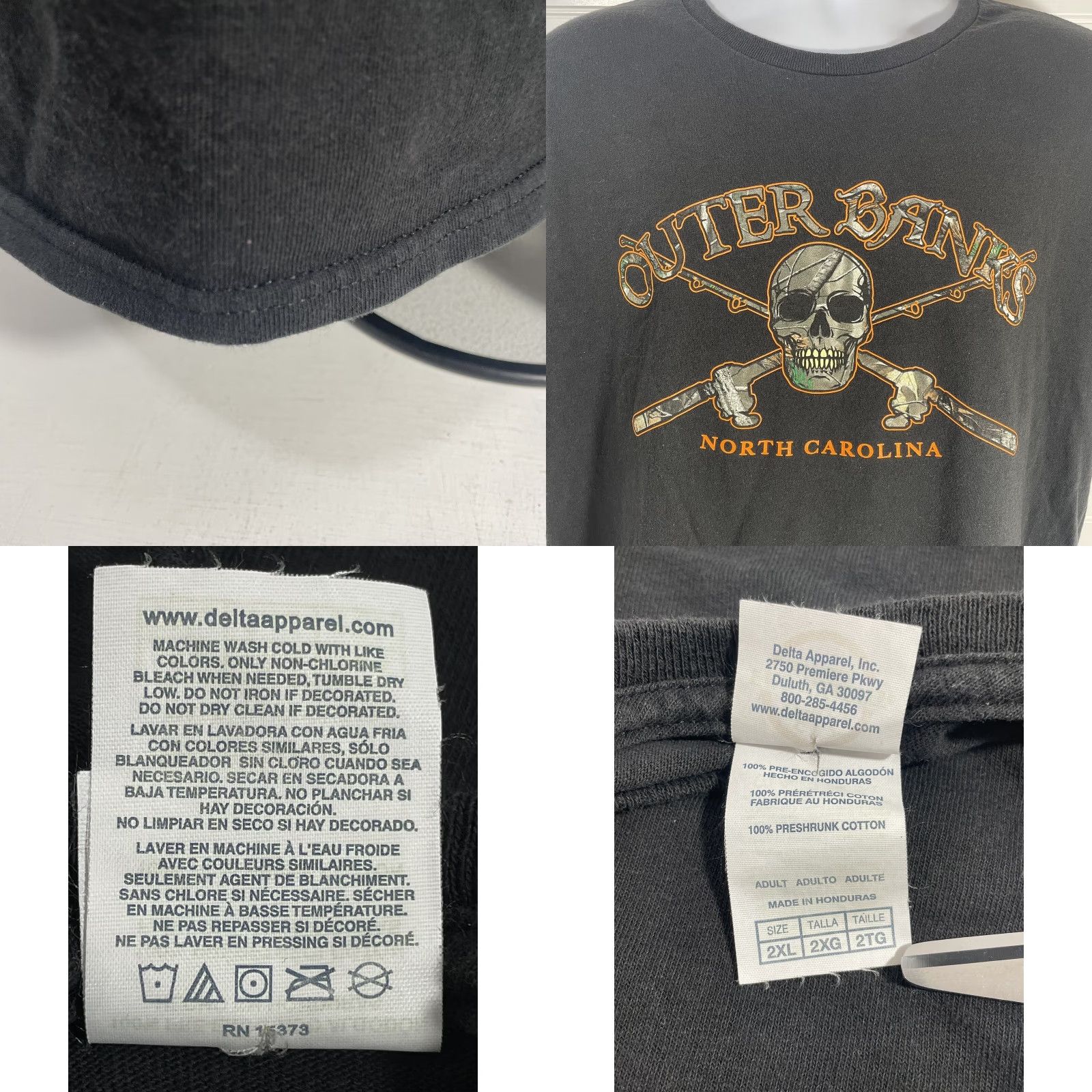 Vintage Outer Banks North Carolina Shirt Men 2XL Pirate Camo Black Crew Neck Delta Tag Size US XXL / EU 58 / 5 - 8 Thumbnail