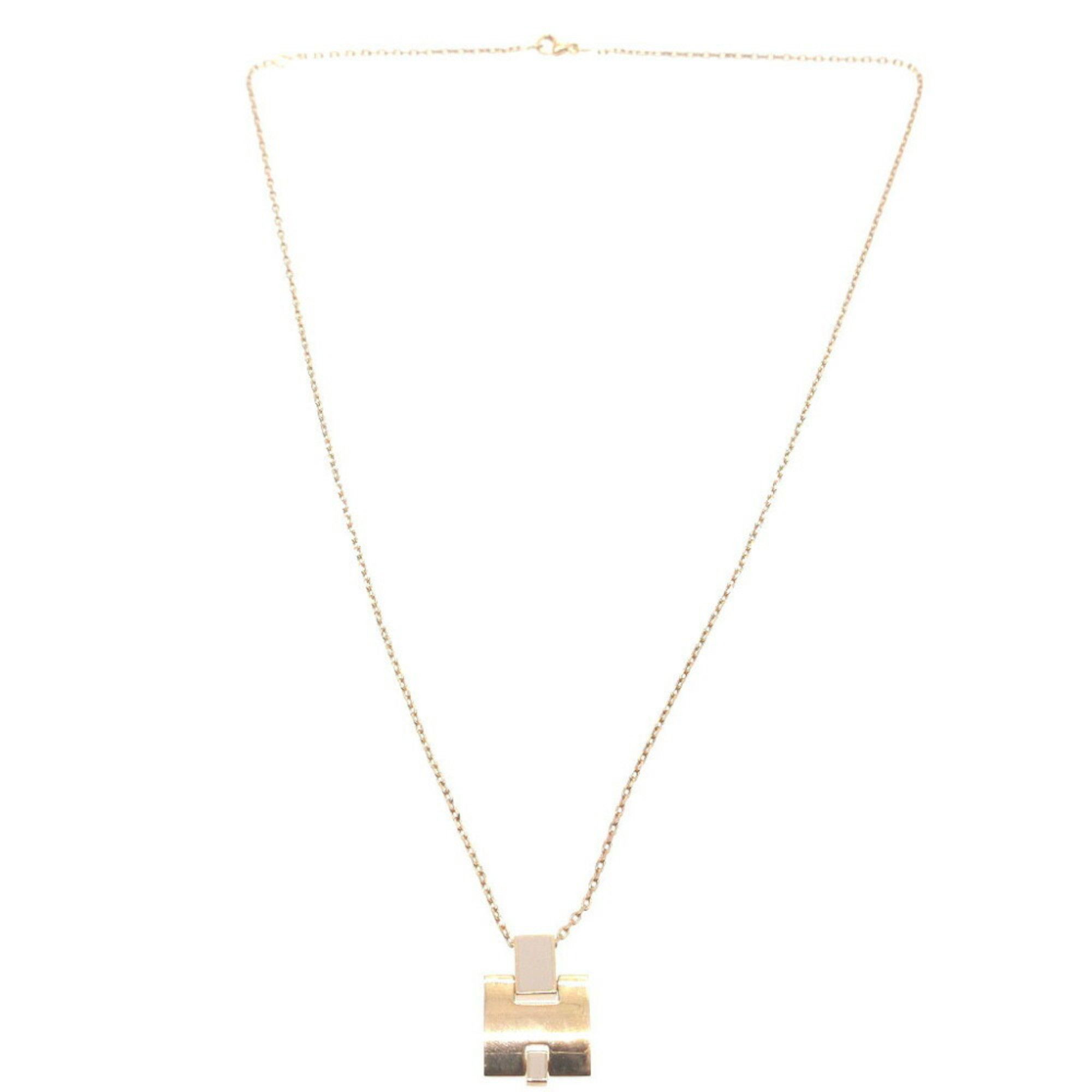 image of Hermes Irene H Motif Metal Rose Gold Necklace Hermes, Women's