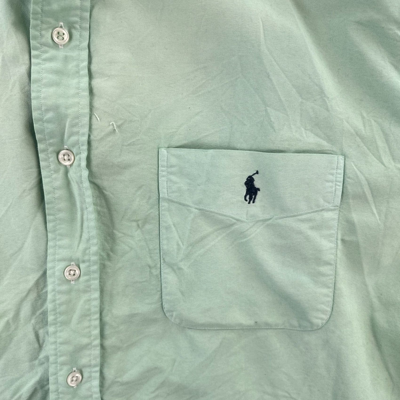 Ralph Lauren VINTAGE Ralph Lauren Mens L Button-Up Shirt Short Sleeve Green Preppy Thrasher Over Dyed Embroidered Cotton Knit Modern Casual Mens Size US L / EU 52-54 / 3 - 6 Thumbnail