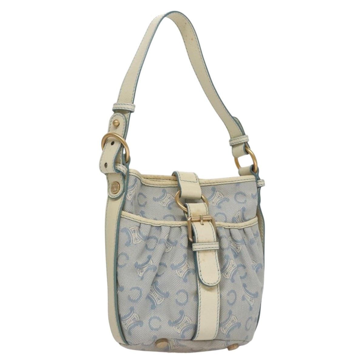 Celine CELINE C Macadam Canvas Shoulder Bag Light Blue Size ONE SIZE - 1 Thumbnail
