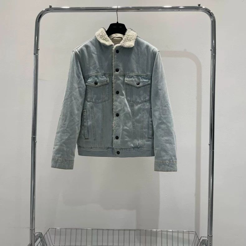 Balenciaga Balenciaga Shearling Collar Denim Jacket - dmc Size US M / EU 48-50 / 2 - 1 Thumbnail