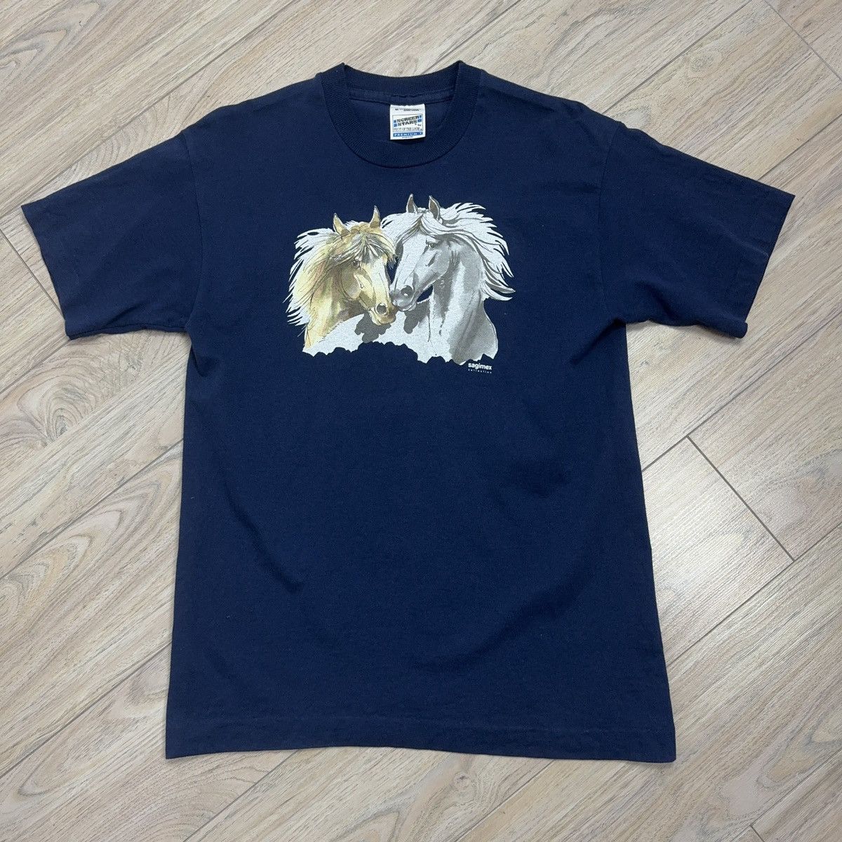 Vintage Vintage 90s Single Stitch Horses Navy Ireland T-shirt Size US M / EU 48-50 / 2 - 1 Thumbnail