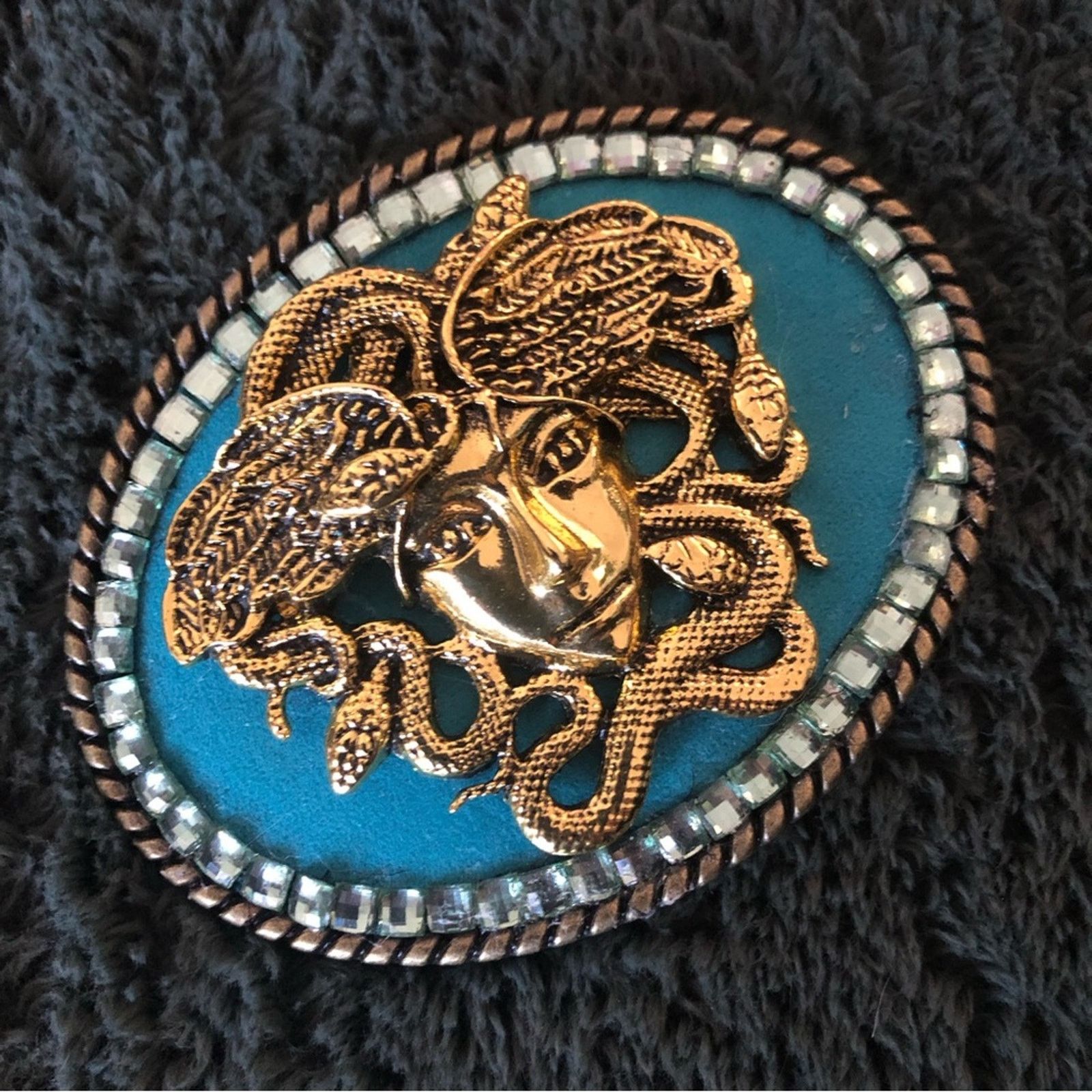 Handmade Handcrafted Medusa repurpose brass belt buckle Size ONE SIZE - 1 Thumbnail