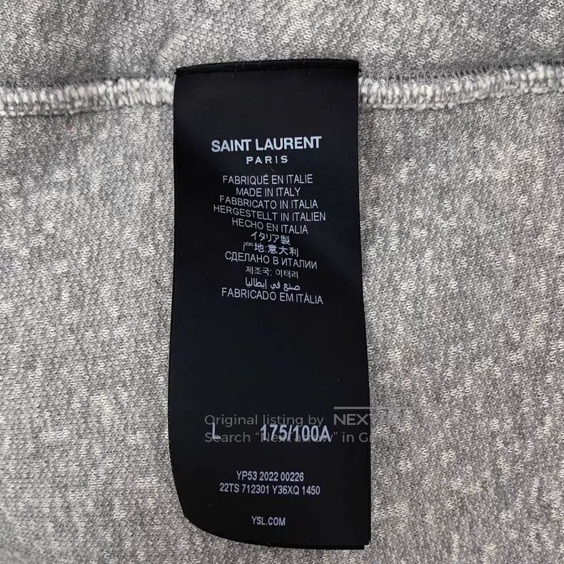 Saint Laurent Paris Saint Laurent Paris Gray Logo Printed Distressed Cotton Ho Size US L / EU 52-54 / 3 - 6 Thumbnail