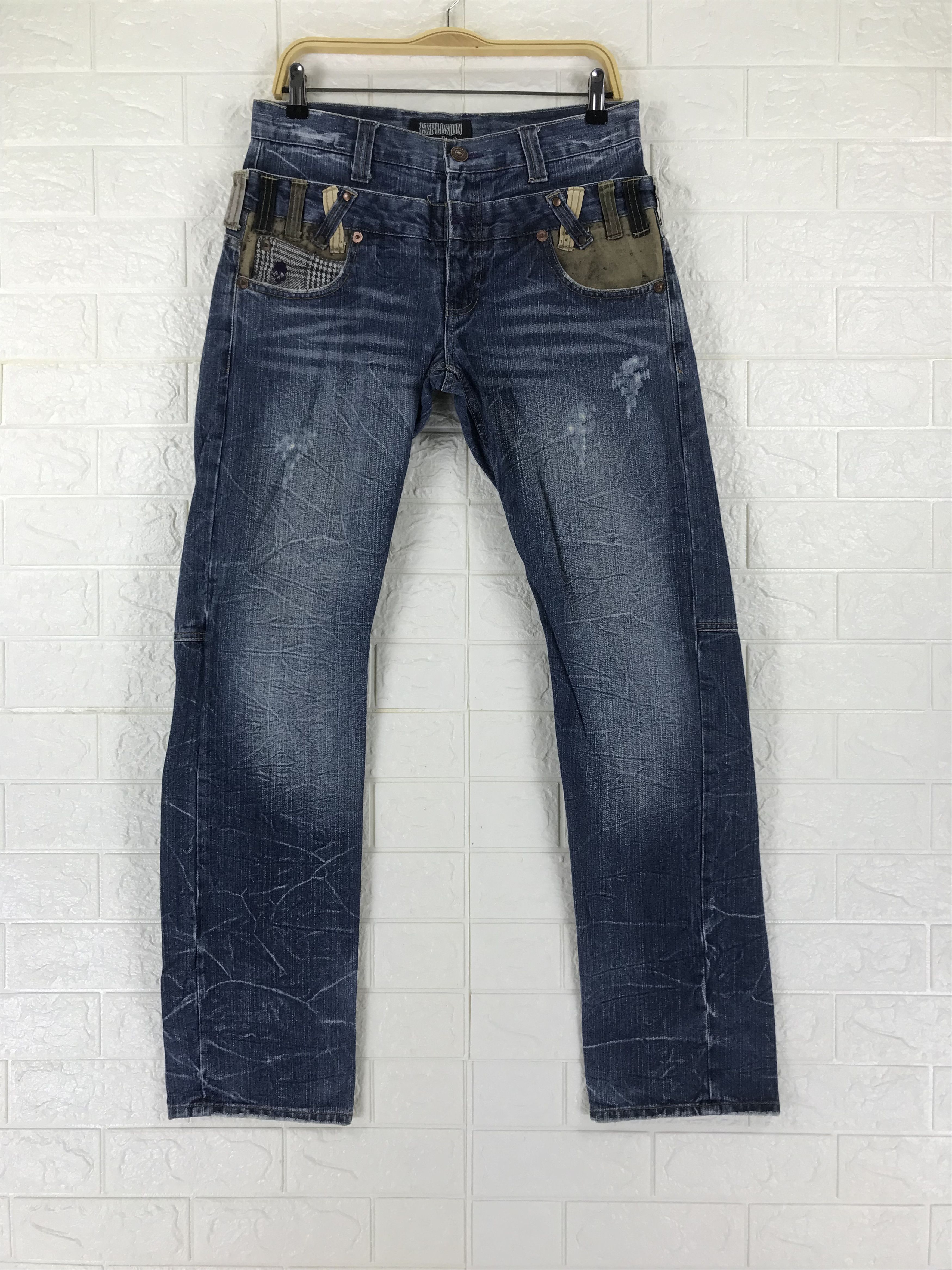 Vintage Explosion Double Waist Japan Blue Jeans