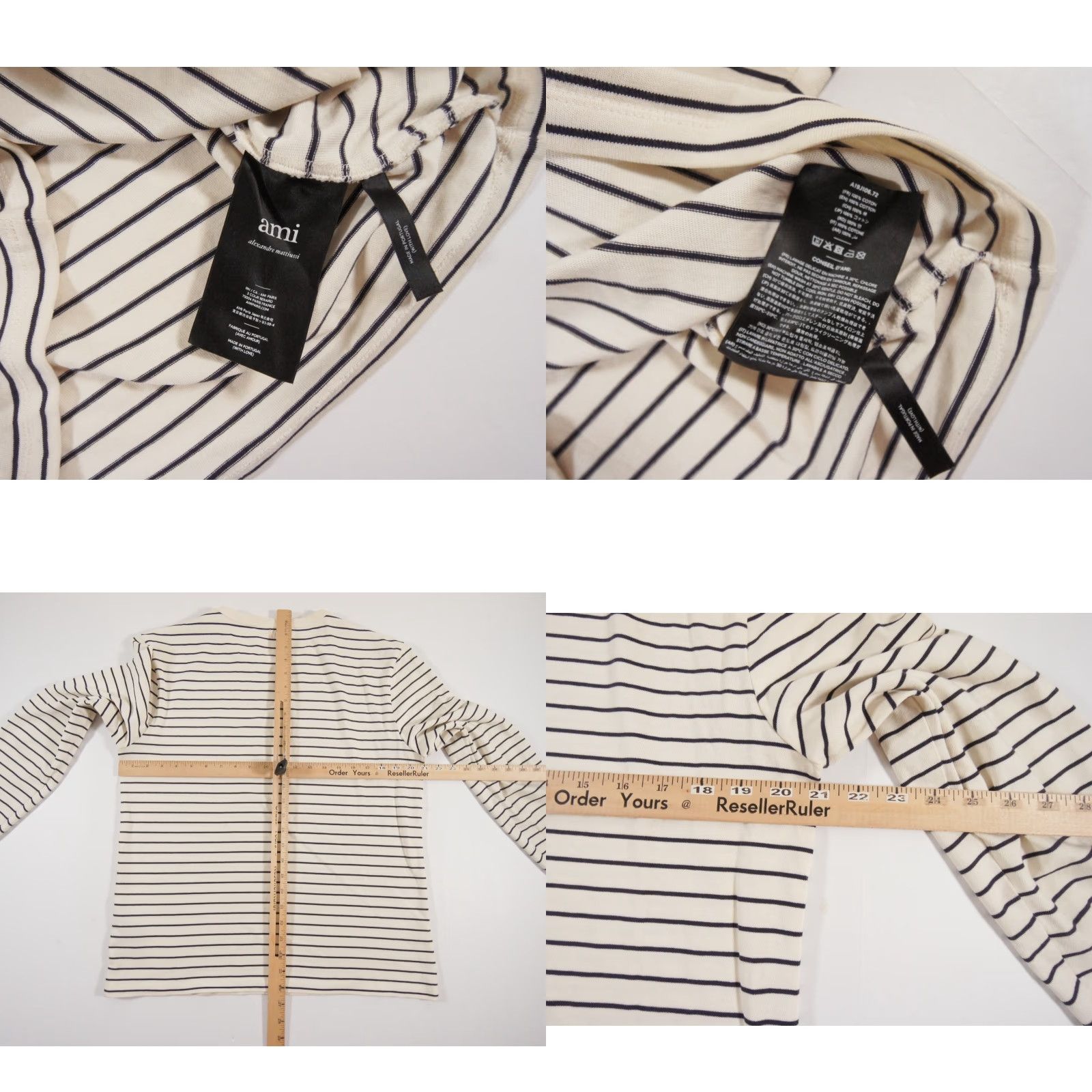 Vintage VINTAGE AMI Women's T-Shirt Long Sleeve Crew Neck Casual Knit Cotton Size Large Ivory Striped Heart Logo Size L / US 10 / IT 46 - 8 Thumbnail