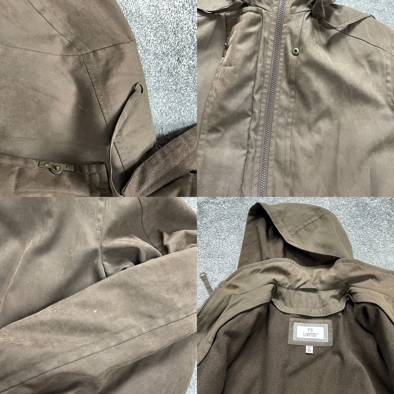 Vintage F.S. Limited Vintage Jacket Womens Petite Medium Brown Full Zip Hoodie Outdoor Jacket/Coat Size M / US 6-8 / IT 42-44 - 8 Thumbnail