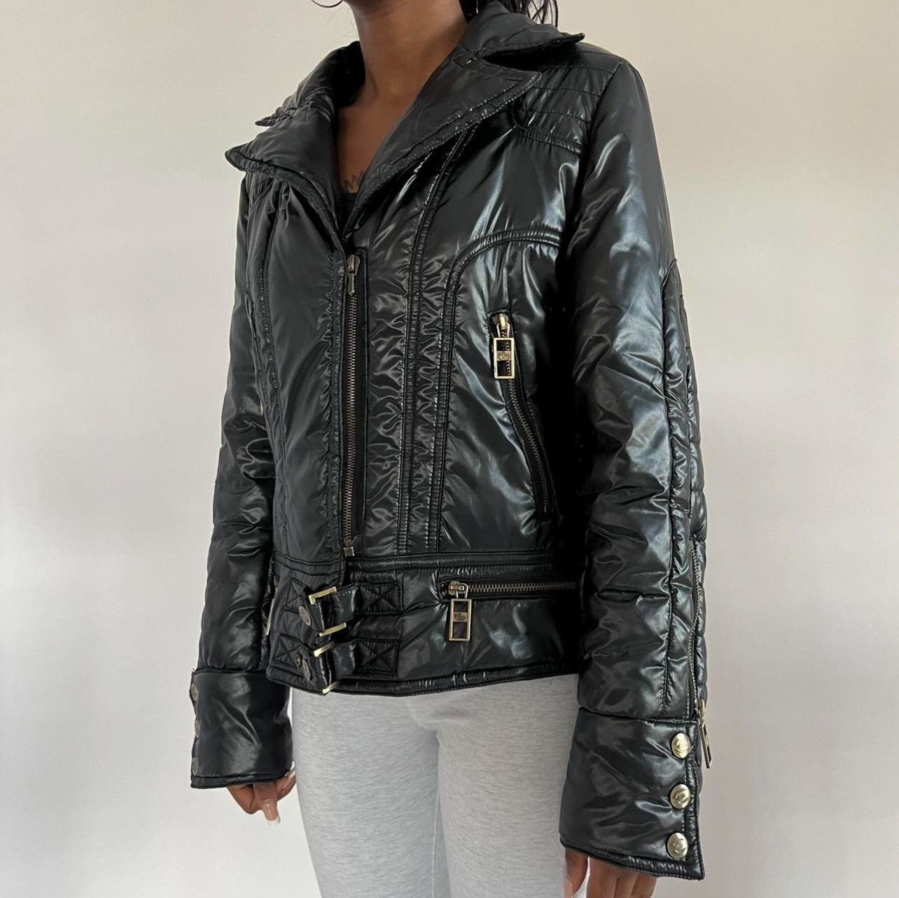 Just Cavalli Vintage Just Cavalli Multi Zip Puffer Biker Jacket Leopard Size S / US 4 / IT 40 - 1 Thumbnail