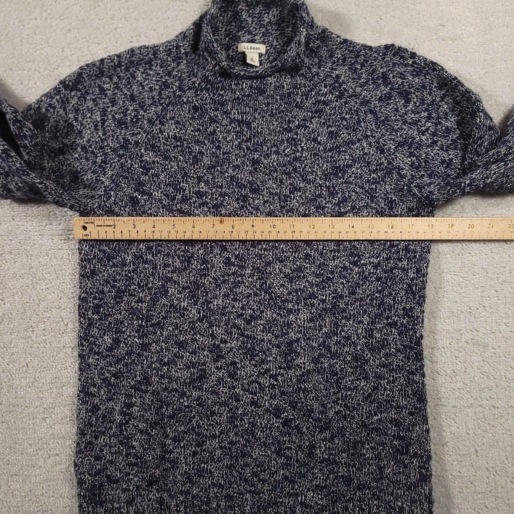 Vintage VINTAGE LL Bean Sweater Womens M Raglan Pullover Knit Mock Neck Blue White Marled Knit Size M / US 6-8 / IT 42-44 - 4 Thumbnail